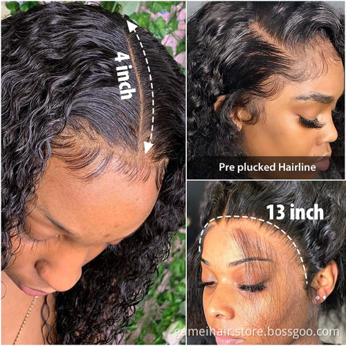 Wholesale Glue-free HD 250 density 13x4"32" High Quality Wig 100% Women Hair Water Wave Brazilian Hair Lace Front Wig
